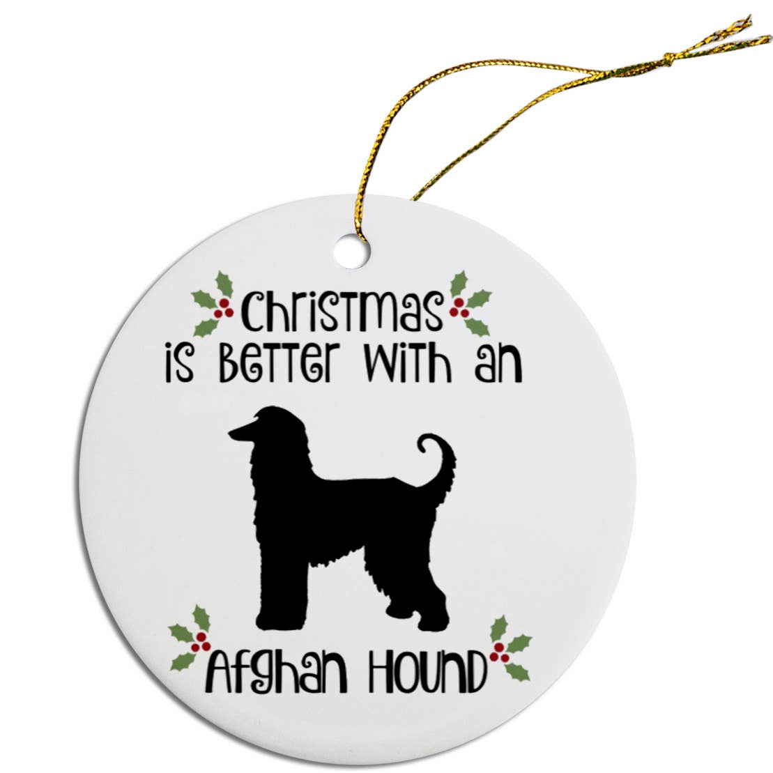 Afghan Hound Round Ceramic Christmas Ornament