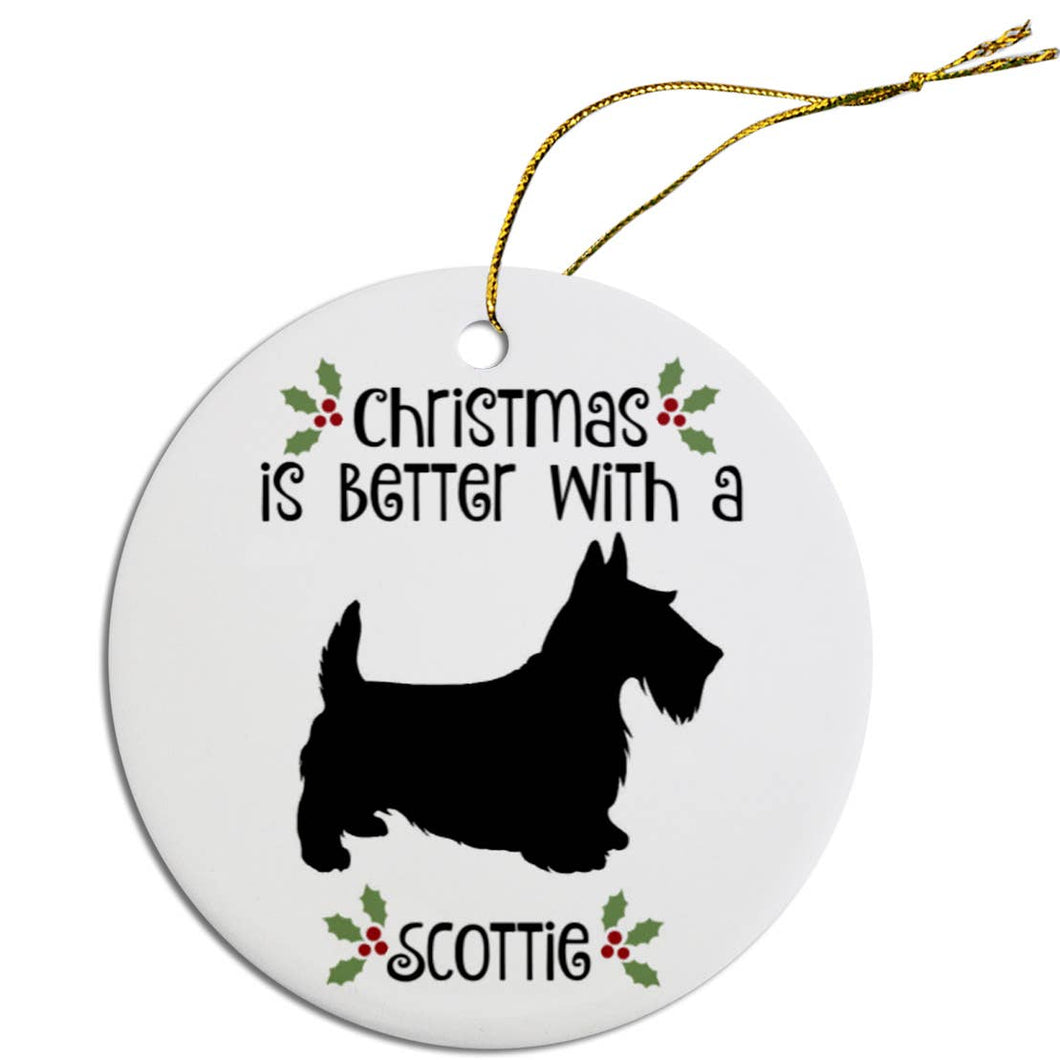Scottie Round Christmas Ornament
