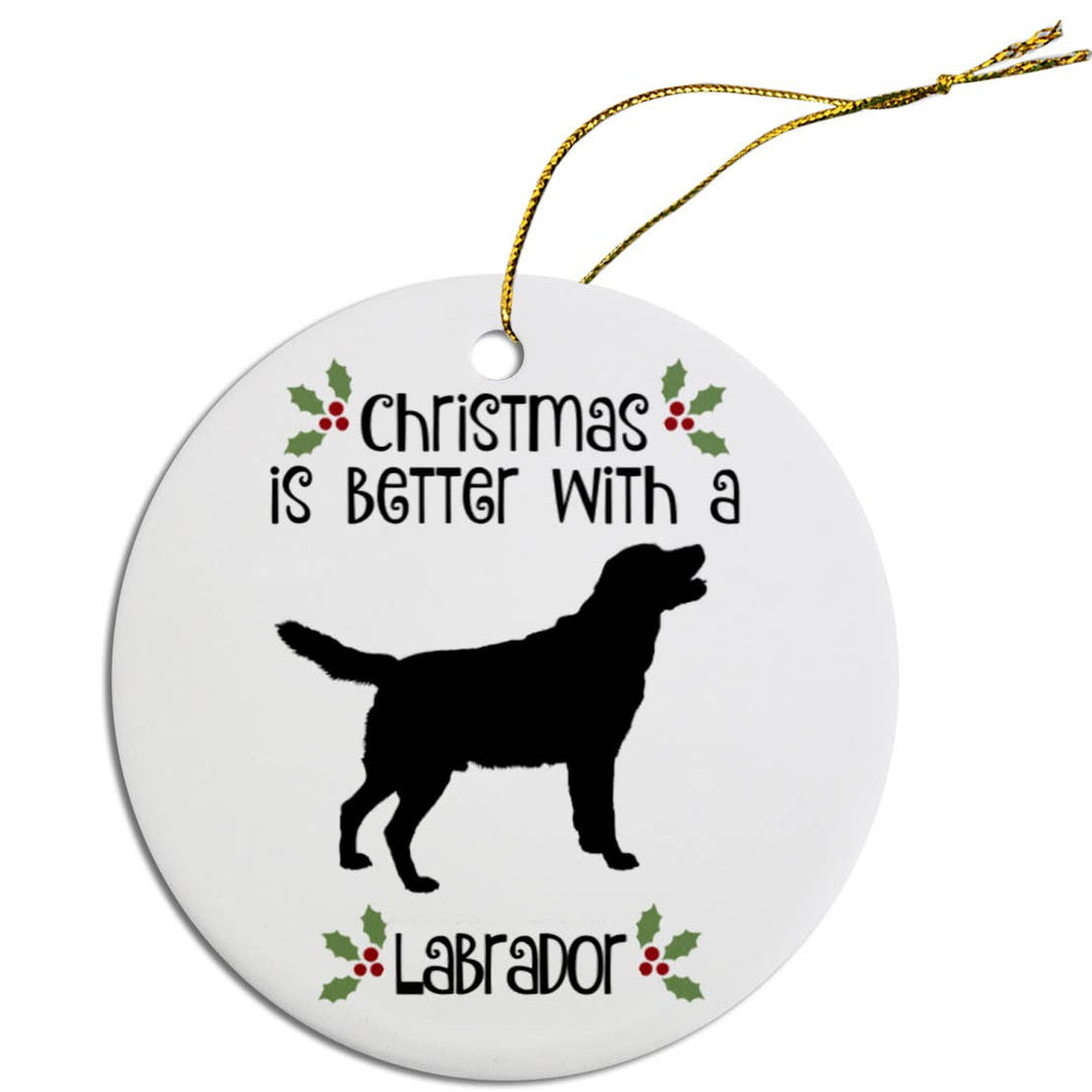 Labrador Round Ceramic Christmas Ornament