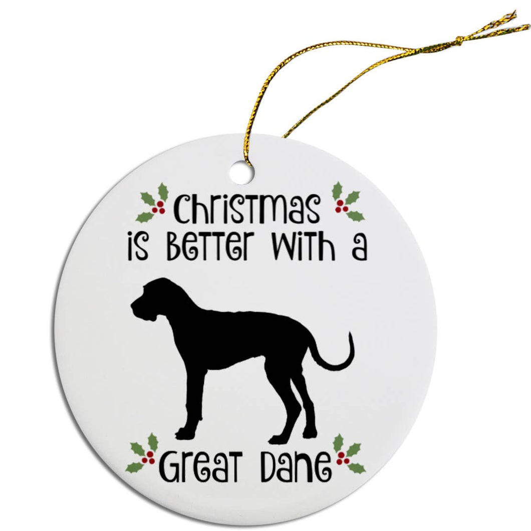 Great Dane Round Ceramic Christmas Ornament