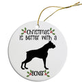 Boxer Round Ceramic Christmas Ornament
