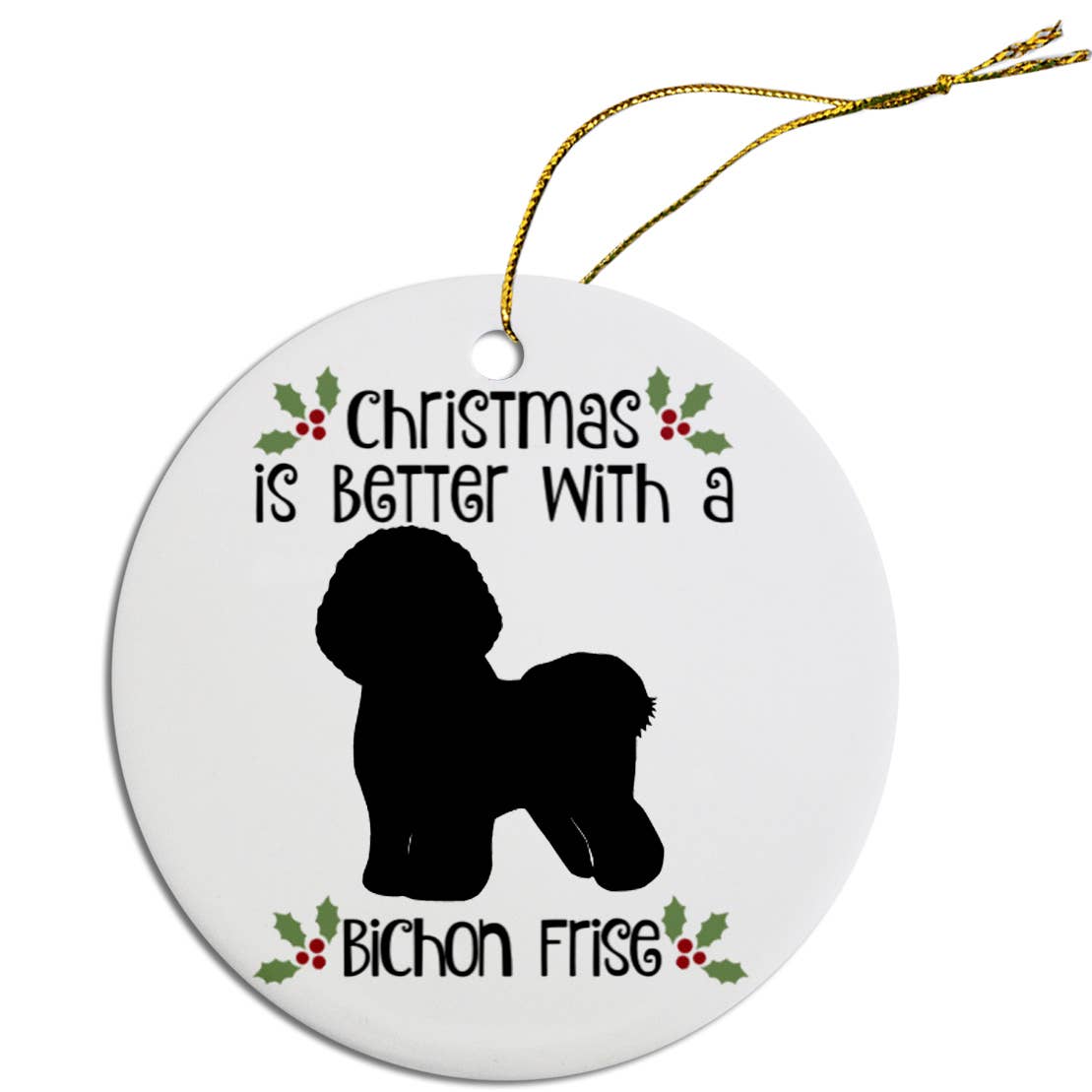 Bichon Frise Round Ceramic Christmas Ornament