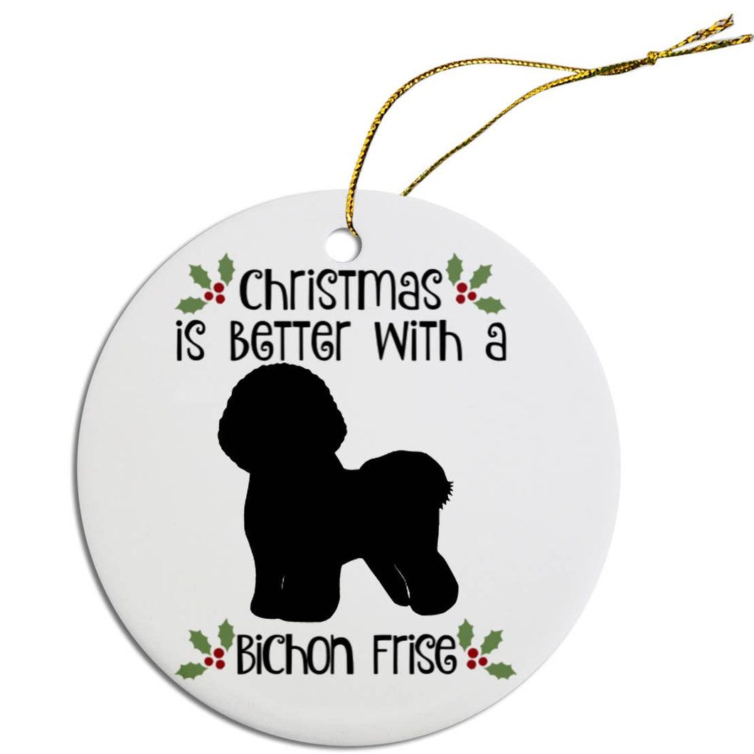 Bichon Frise Round Ceramic Christmas Ornament