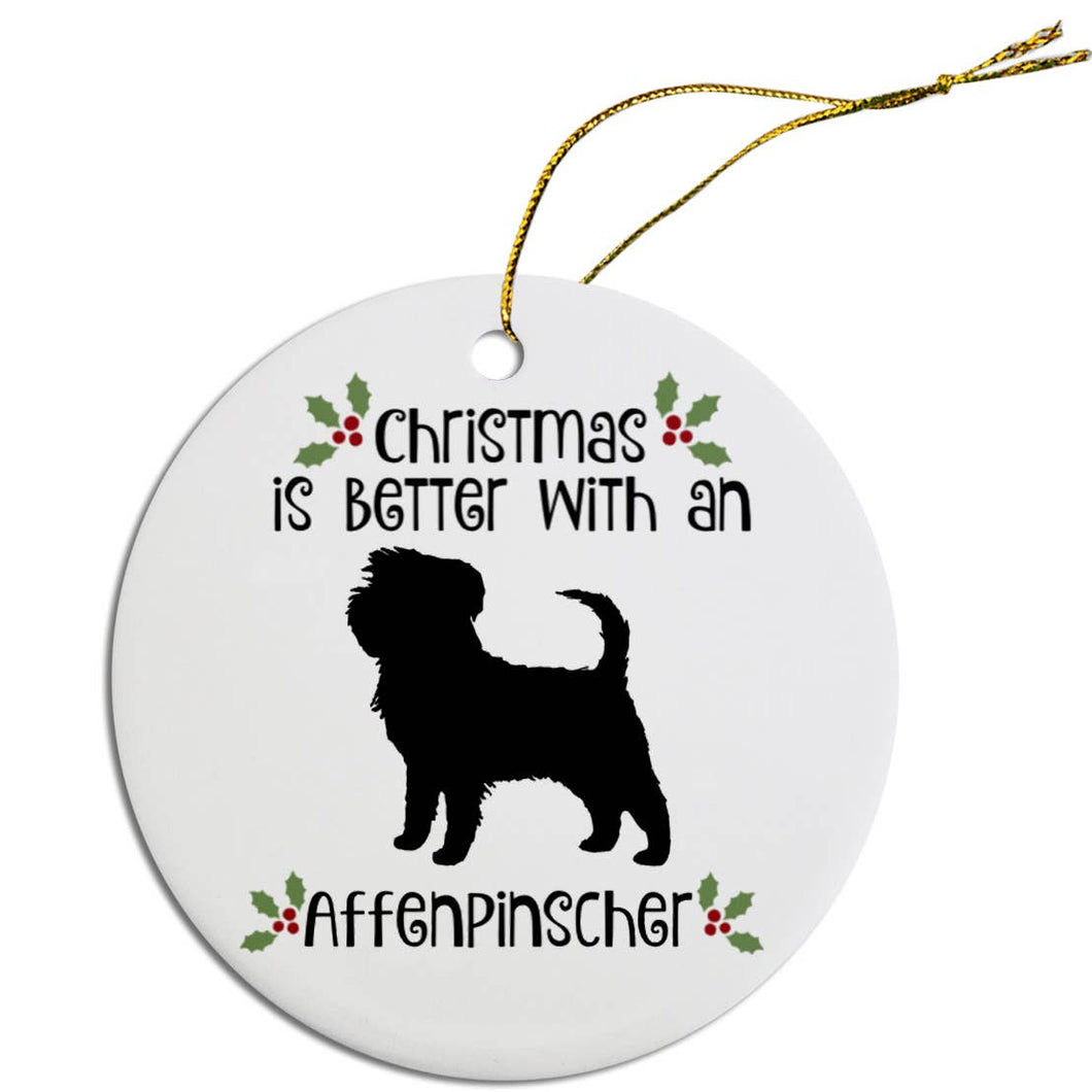 Affenpinscher Round Ceramic Christmas Ornament