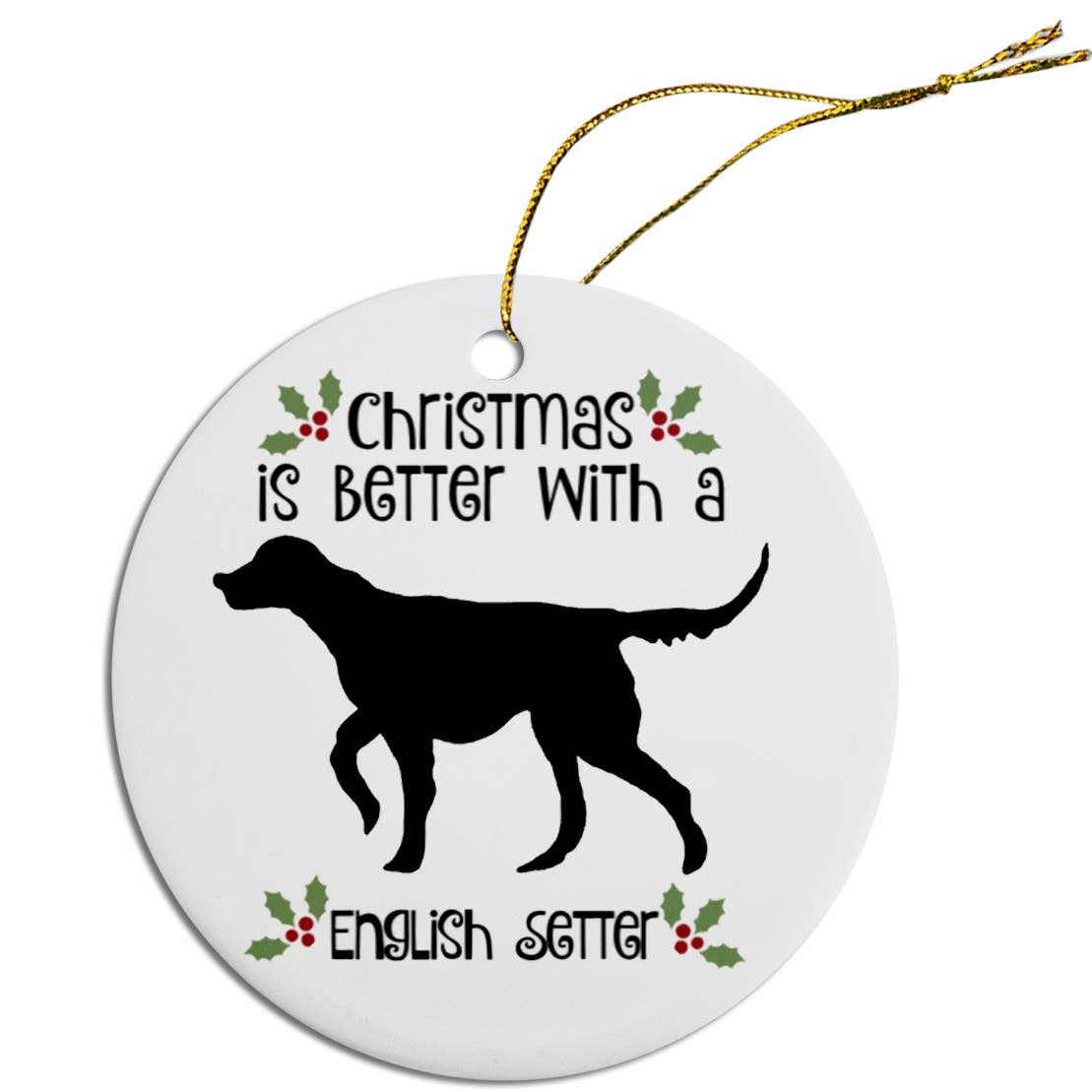 English Setter Round Ceramic Christmas Ornament