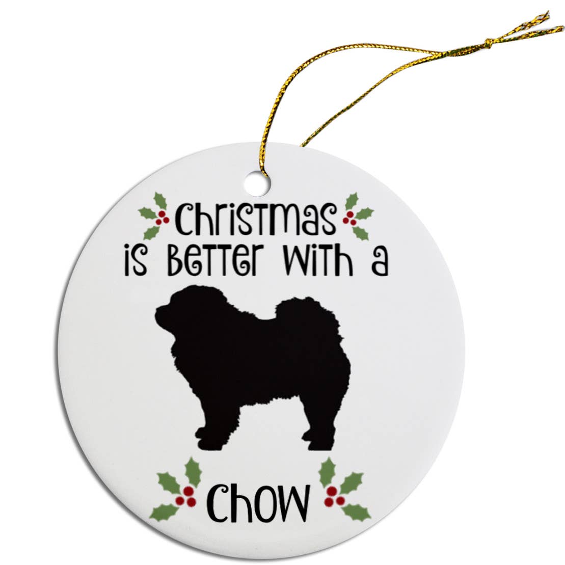 Chow Round Ceramic Christmas Ornament