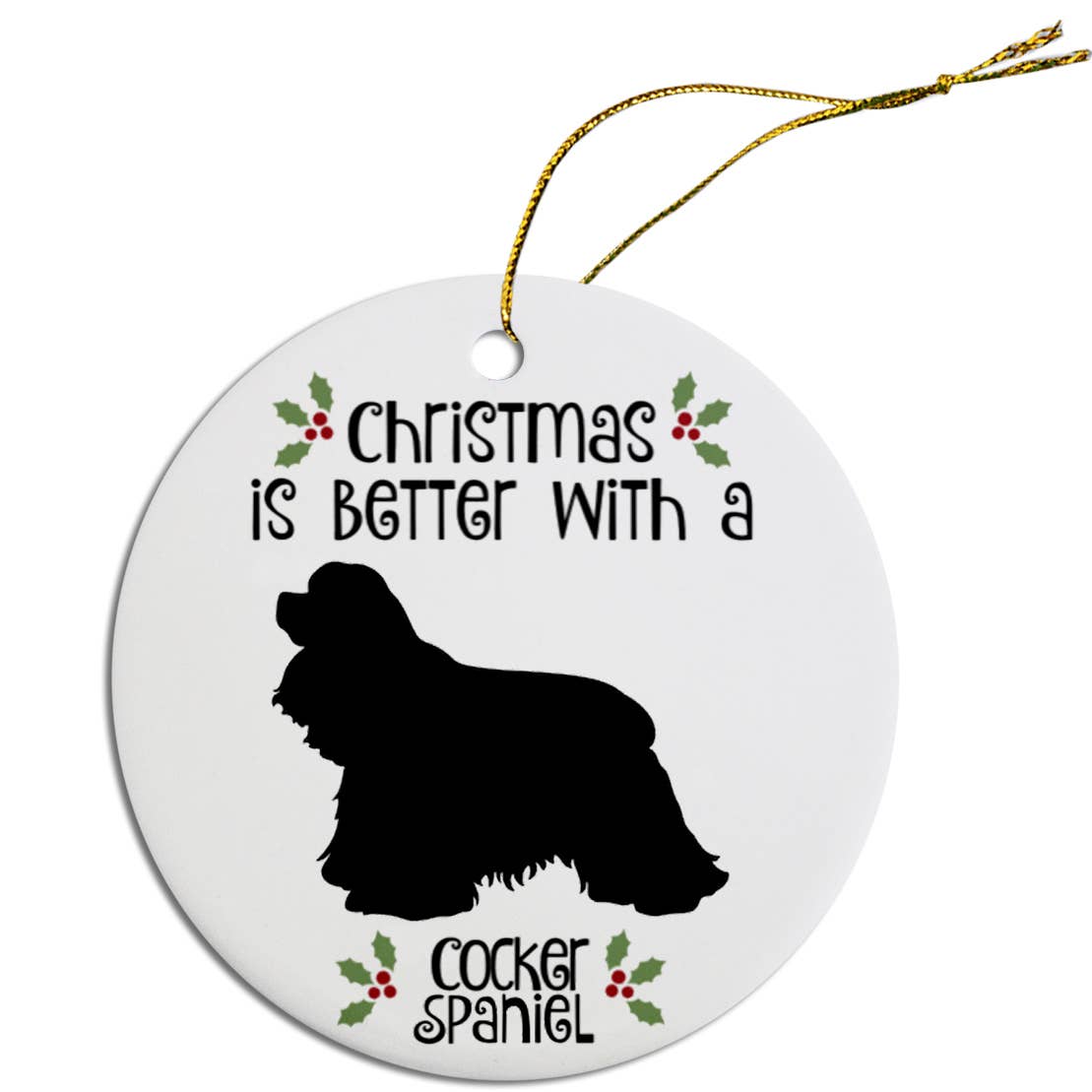 Cocker Spaniel Round Ceramic Christmas Ornament