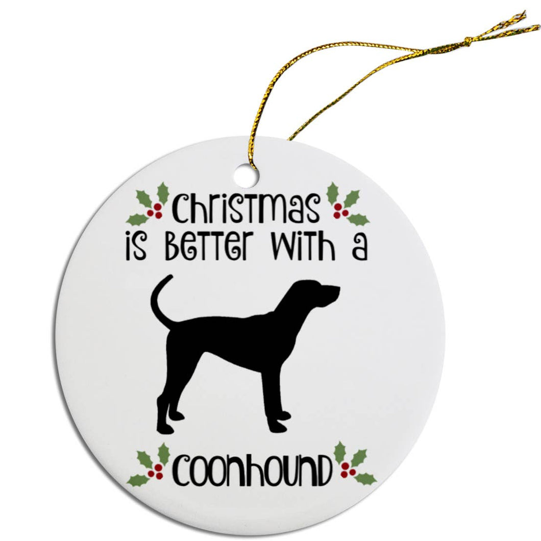 Coonhound Round Ceramic Christmas Ornament