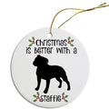 Staffie Round Christmas Ornament