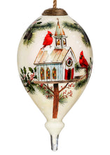 Load image into Gallery viewer, Cardinal Church Christmas Glass Christmas Ornament - Hand Painted
