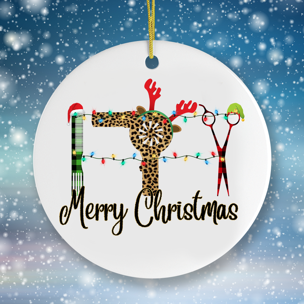 Hairdresser Plaid Merry Christmas Ornament