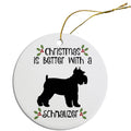 Schnauzer Round Ceramic Christmas Ornament