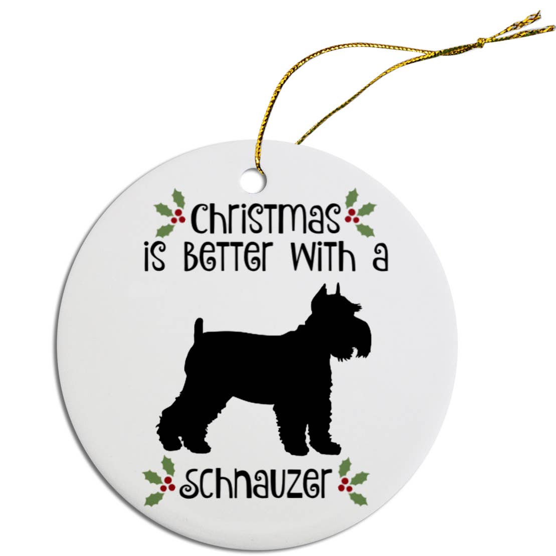 Schnauzer Round Ceramic Christmas Ornament