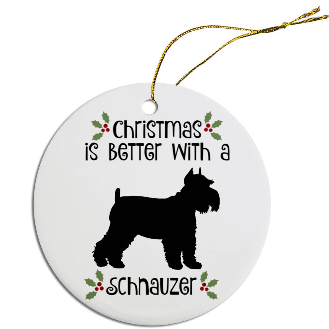 Schnauzer Round Ceramic Christmas Ornament