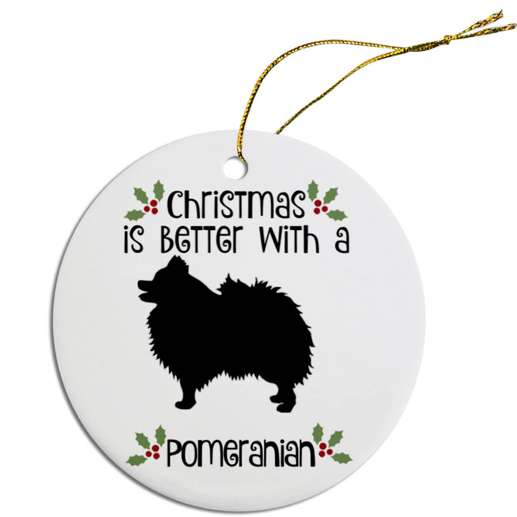 Pomeranian Round Ceramic Christmas Ornament