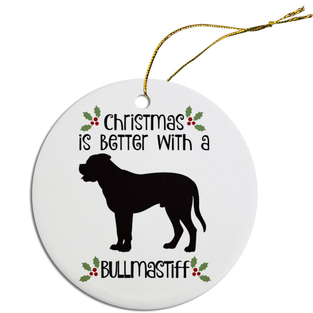 Bullmastiff Round Ceramic Christmas Ornament