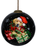 Load image into Gallery viewer, Christmas Dog Hand Painted Glass Hanging Tree Ornament

