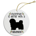 Havanese Round Ceramic Christmas Ornament
