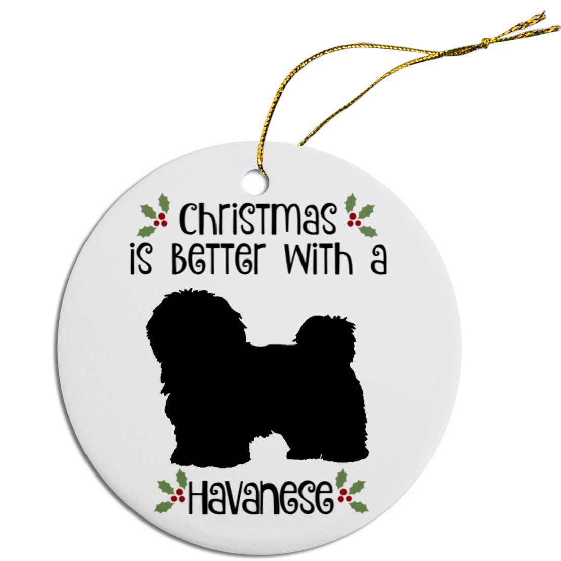Havanese Round Ceramic Christmas Ornament
