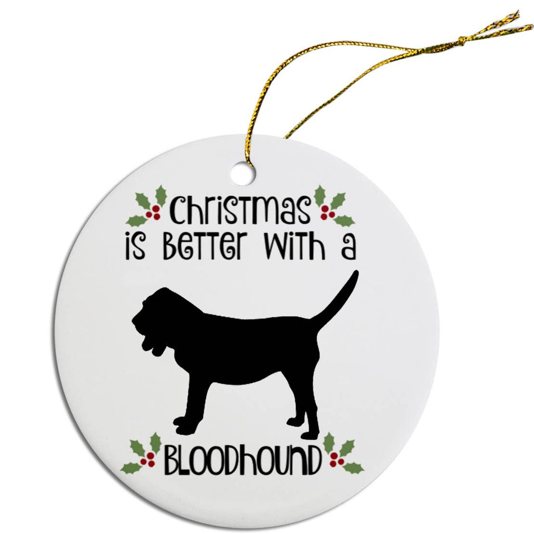 Bloodhound Round Ceramic Christmas Ornament