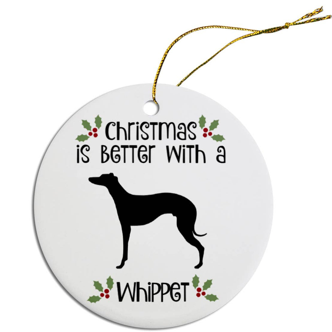 Whippet Round Christmas Ornament