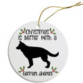 German Shepard Round Ceramic Christmas Ornament