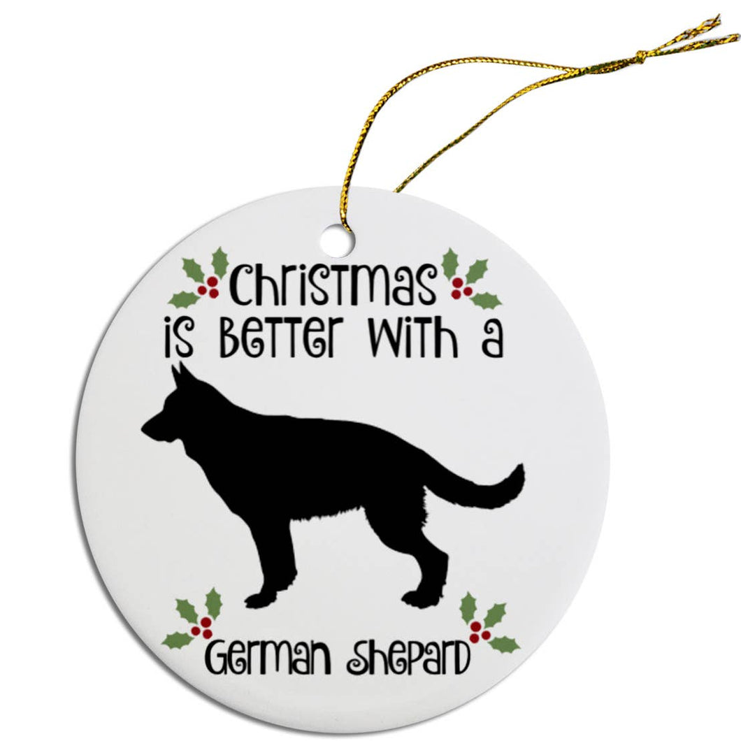 German Shepard Round Ceramic Christmas Ornament