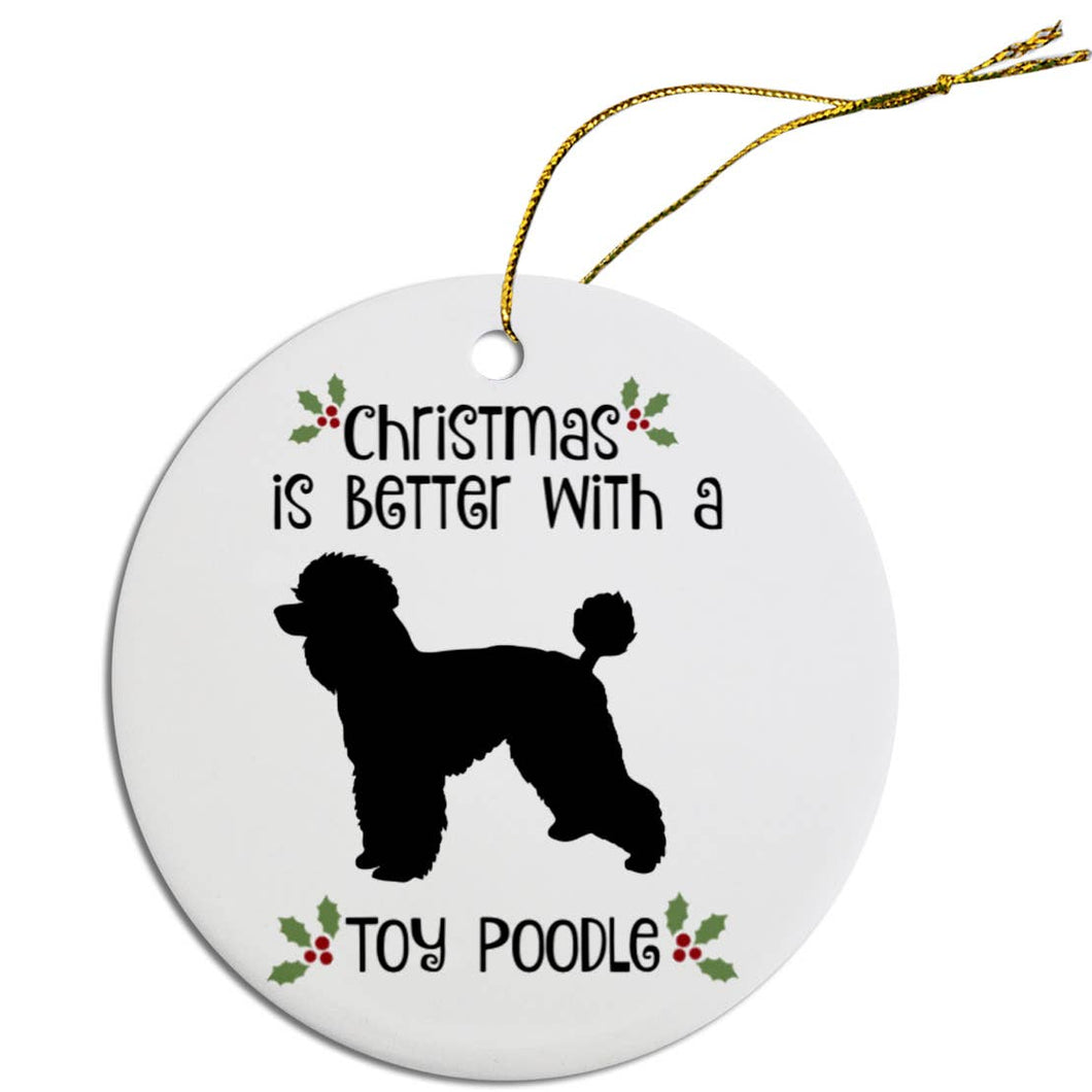 Toy Poodle Round Christmas Ornament