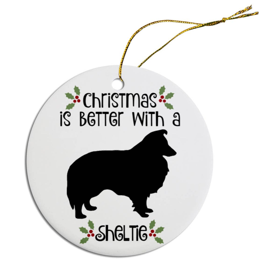 Shelti Round Christmas Ornament