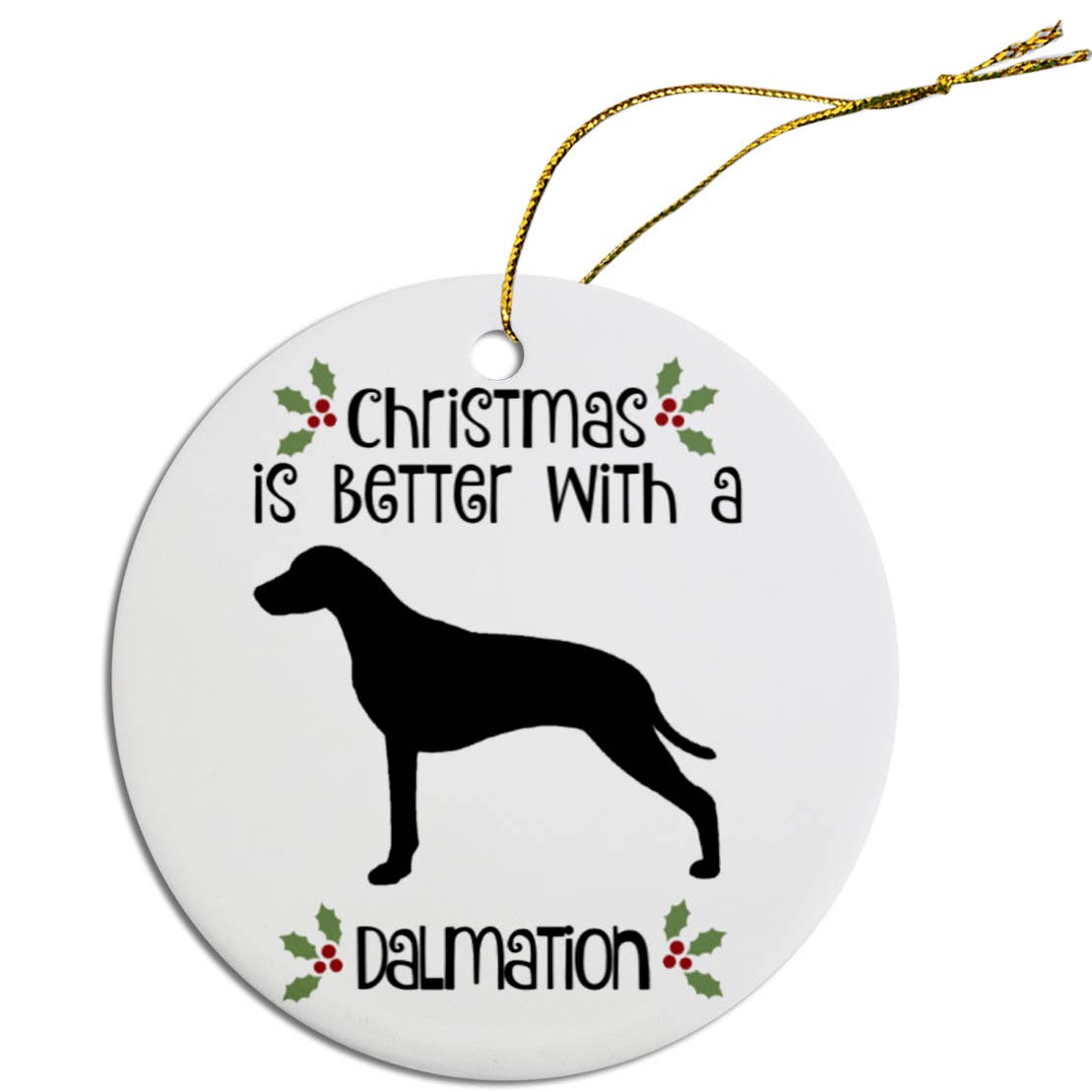 Dalmation Round Ceramic Christmas Ornament