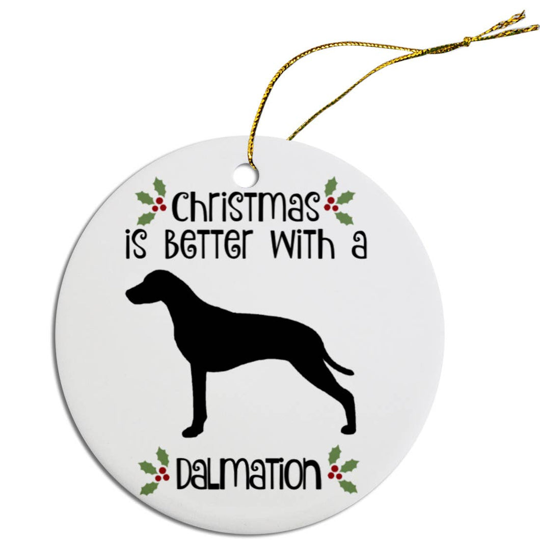 Dalmation Round Ceramic Christmas Ornament