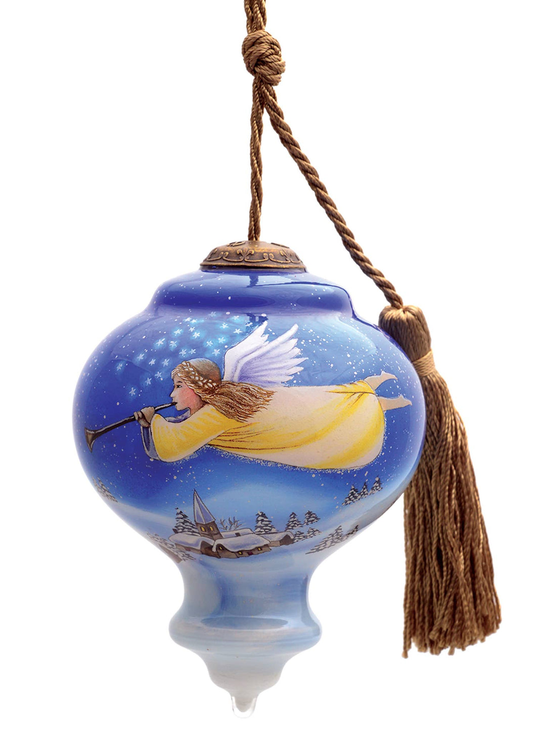 Musical Angel Christmas Glass Ornament - Hand Painted