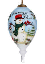 Load image into Gallery viewer, Blessing of the Season Snowman Glass Christmas Ornament - Hand Painted
