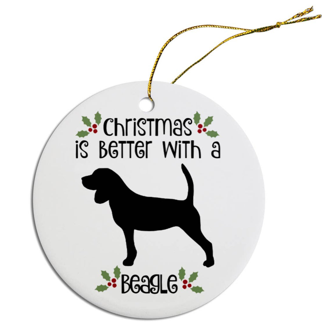Beagle Ceramic Round Christmas Ornament