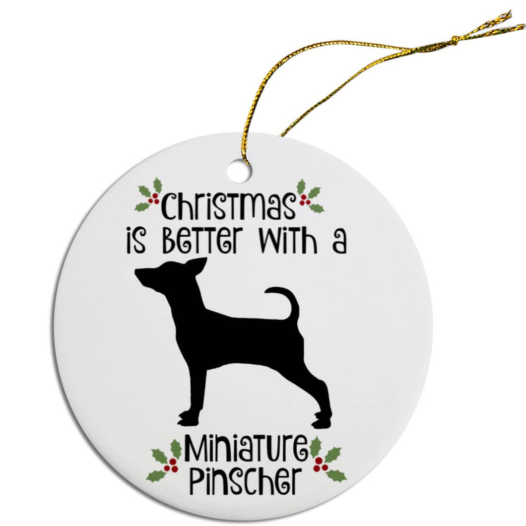Miniature Pinscher Round Christmas Ornament