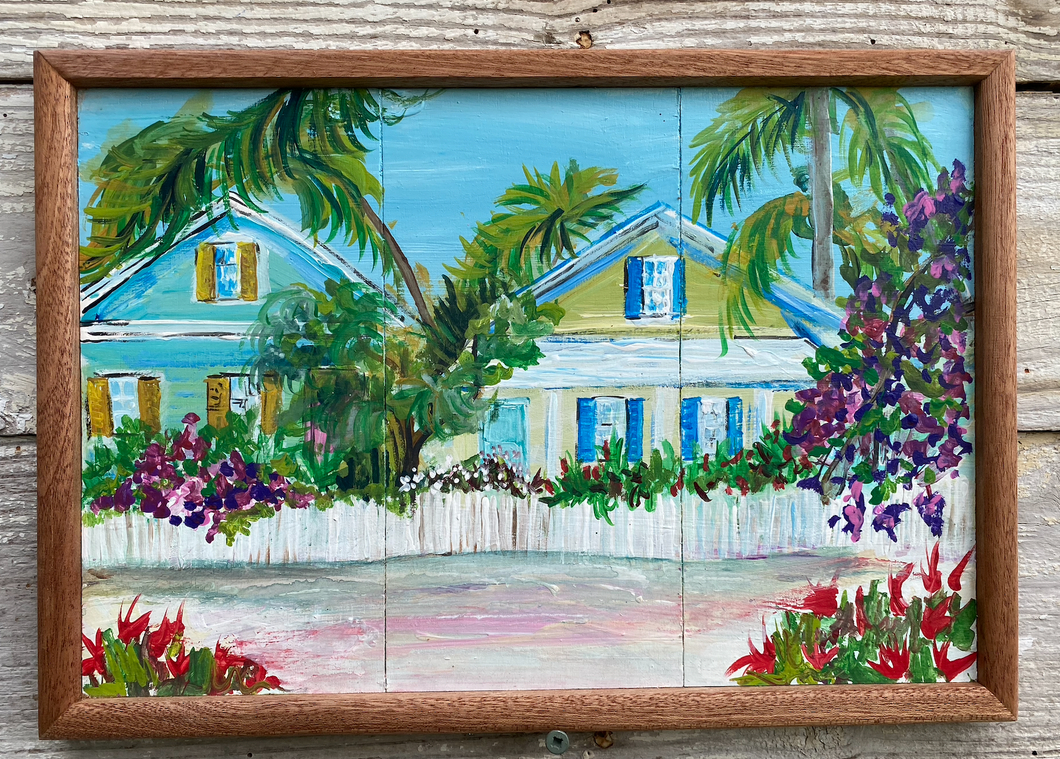 Key West Cottage #29. Original reclaimed wood painting.