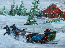 Load image into Gallery viewer, Sleigh Ride #7. Original reclaimed wood painting
