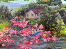 Load image into Gallery viewer, Cabin By The Stream. Original Reclaimed Pallet Wood Painting
