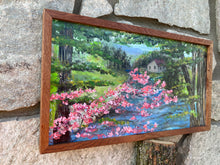 Load image into Gallery viewer, Cabin By The Stream. Original Reclaimed Pallet Wood Painting
