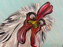 Load image into Gallery viewer, Curious Rooster #8 reclaimed wood painting
