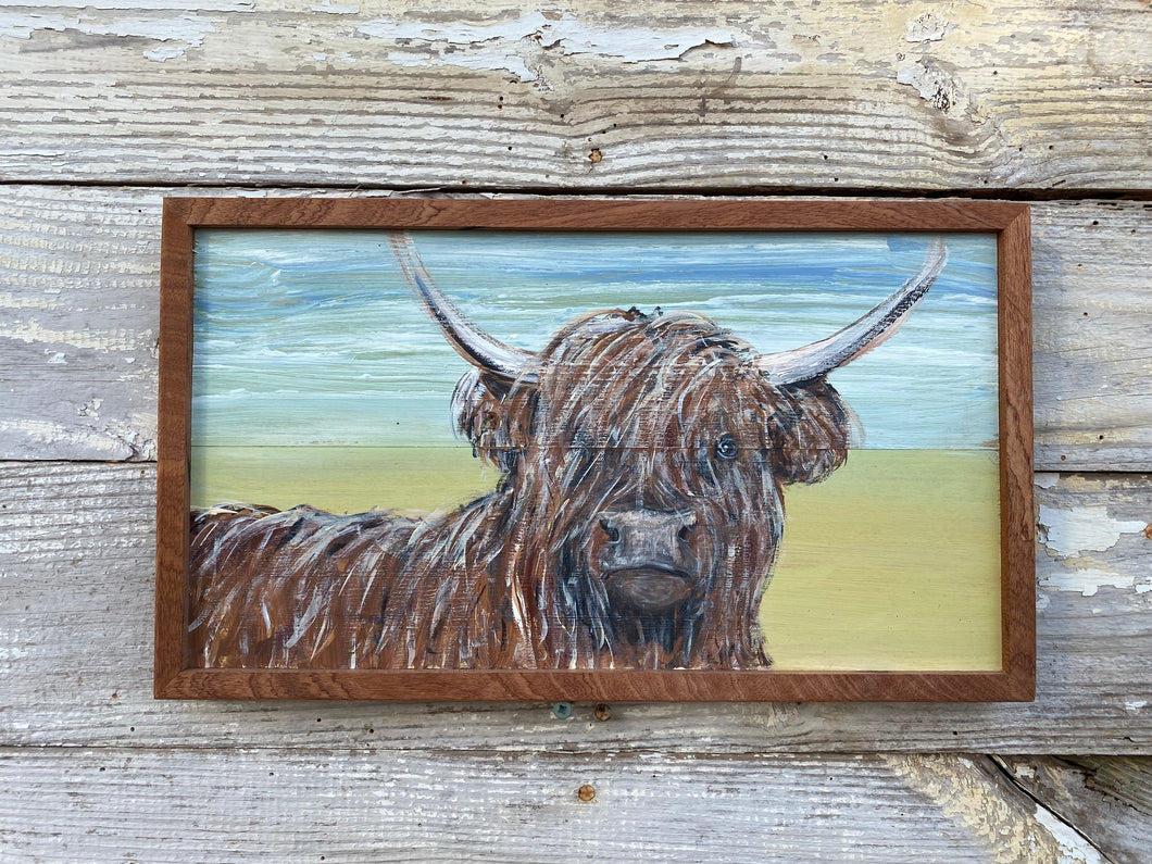Original reclaimed wood painting “Highland Cow 18”