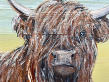 Load image into Gallery viewer, Original reclaimed wood painting “Highland Cow 18”
