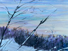 Load image into Gallery viewer, &quot;Snowy Sunrise&quot; reclaimed wood painting

