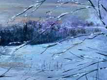 Load image into Gallery viewer, &quot;Snowy Sunrise&quot; reclaimed wood painting
