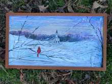 Load image into Gallery viewer, &quot;Snowy Sunrise&quot; reclaimed wood painting
