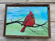 Load image into Gallery viewer, Papa Cardinal 16. Original reclaimed wood painting.
