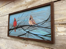 Load image into Gallery viewer, Original reclaimed wood painting “Cardinal Couple #58”
