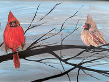 Load image into Gallery viewer, Original reclaimed wood painting “Cardinal Couple #58”
