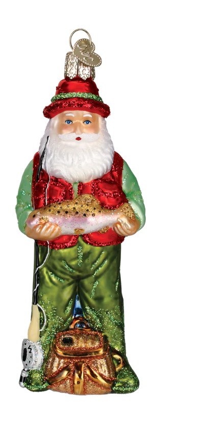 Fly Fishing Santa Ornament - Old World Christmas