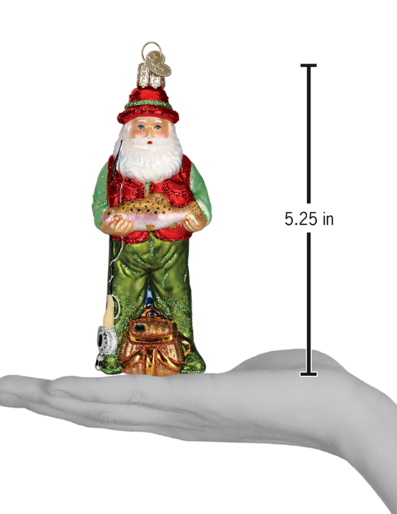 Fly Fishing Santa Ornament - Old World Christmas